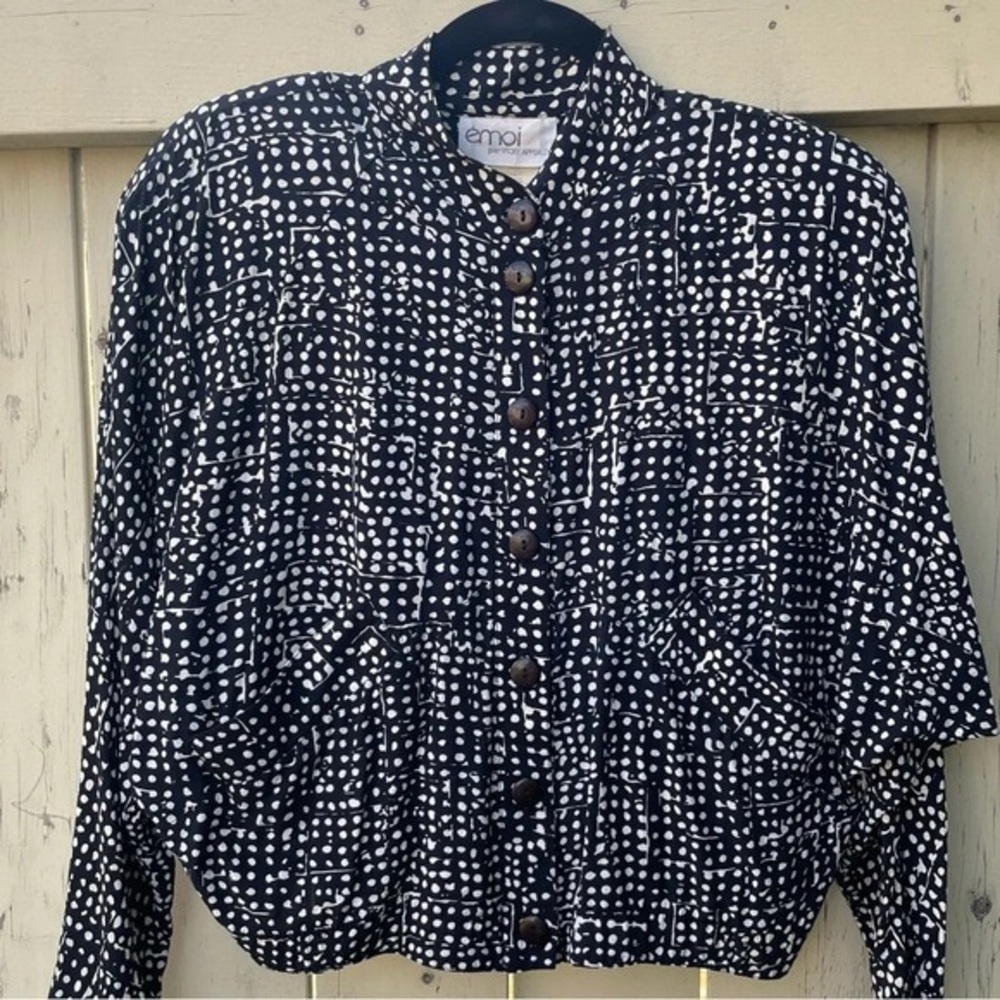 Vintage 80s Polkadot Slouchy Bomber Jacket